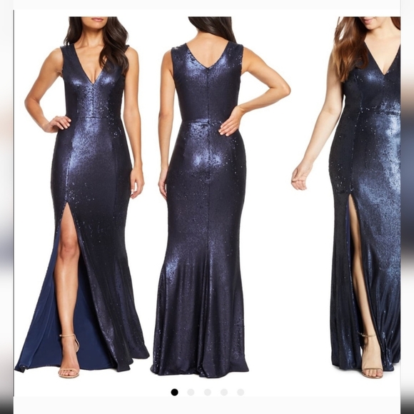 Dress The Population Navy Sandra Sequin Gown , L , NWT - Picture 1 of 4